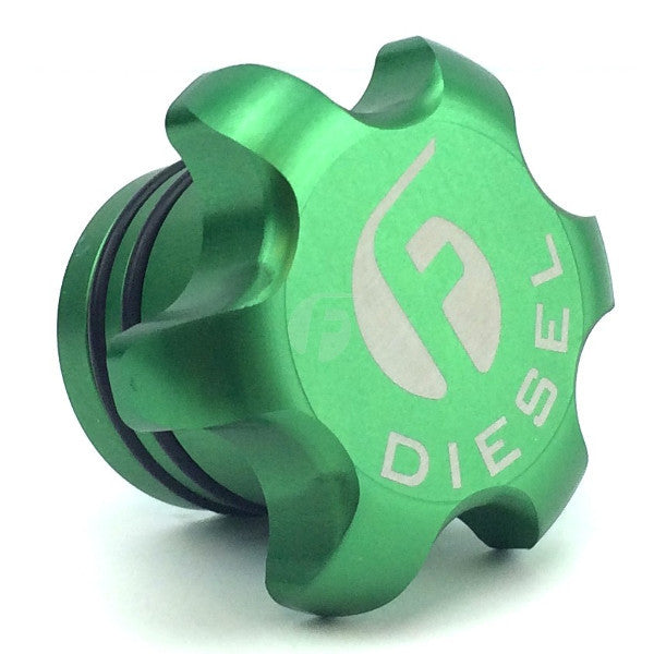 Fleece Performance Green Anodized Fuel Cap for 2013+ Cummins