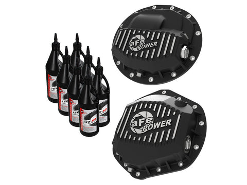 AFE Front & Rear Differential Covers, Machined; Pro Series w/ Gear Oil     2014-2018 Dodge Cummins