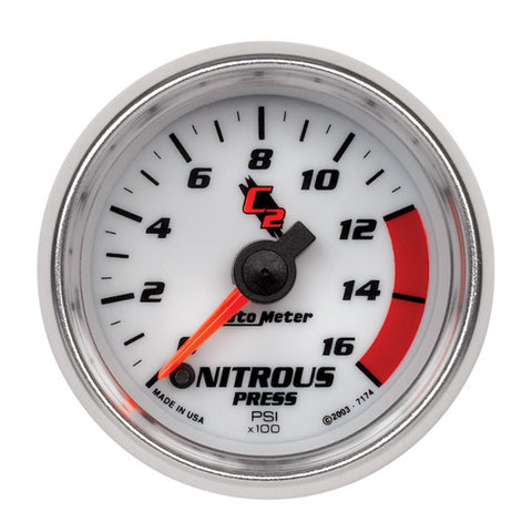 Auto Meter C2 7174   2-1/16" NITROUS PRESSURE, 0-1600 PSI,