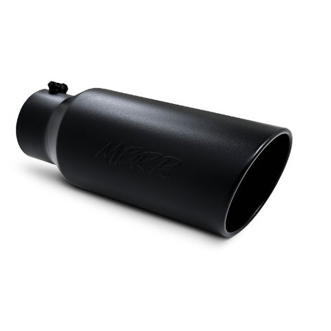 MBRP BLACK ANGLE CUT ROLLED  TIP  5 INCH INLET  6 INCH OUTLET  12 INCH LONG  T5074BLK
