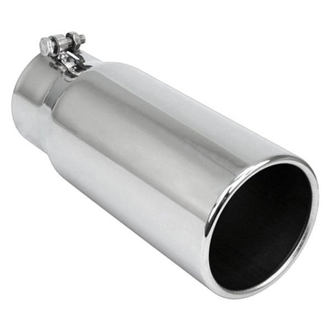 Different Trend BQ9-405012PL - Diesel Series Pencil Round Rolled Edge Straight Cut Bolt-On Exhaust Tip (4" Inlet, 5" Outlet, 12" Length)