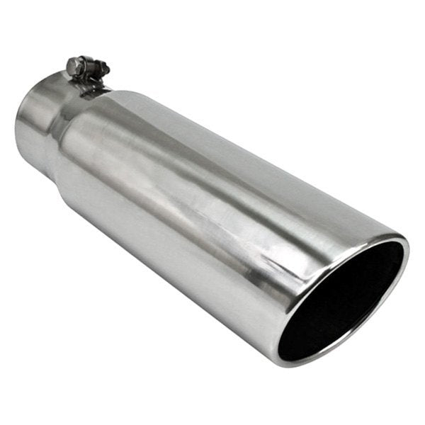 Different Trend BQ9-405015RSL - Diesel Series Oval Rolled Edge Angle Cut Bolt-On Exhaust Tip (4" Inlet, 5" Outlet, 15" Length)