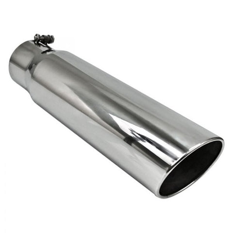 Different Trend BQ9-405018RSL - Diesel Series Round Rolled Edge Angle Cut Bolt-On Exhaust Tip (4" Inlet, 5" Outlet, 18" Length)