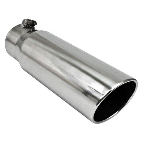 Different Trend® BQ9-506015RSL - Diesel Series Round Rolled Edge Angle Cut Bolt-On Exhaust Tip (5" Inlet, 6" Outlet, 15" Length)