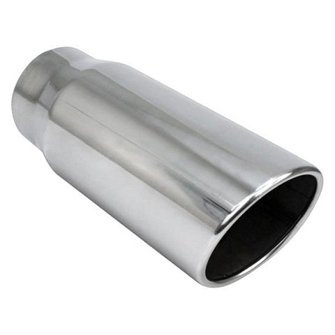 Different Trend Q9-405012RSL - Diesel Series Oval Rolled Edge Angle Cut Weld-On Exhaust Tip (4" Inlet, 5" Outlet, 12" Length)
